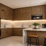Tủ bếp đẹp: so sánh acrylic, laminate, melamine và cách bố trí bếp khoa học